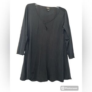 Eileen Fisher Women's Black Tencel Elastine Long Sleeve Tunic Top